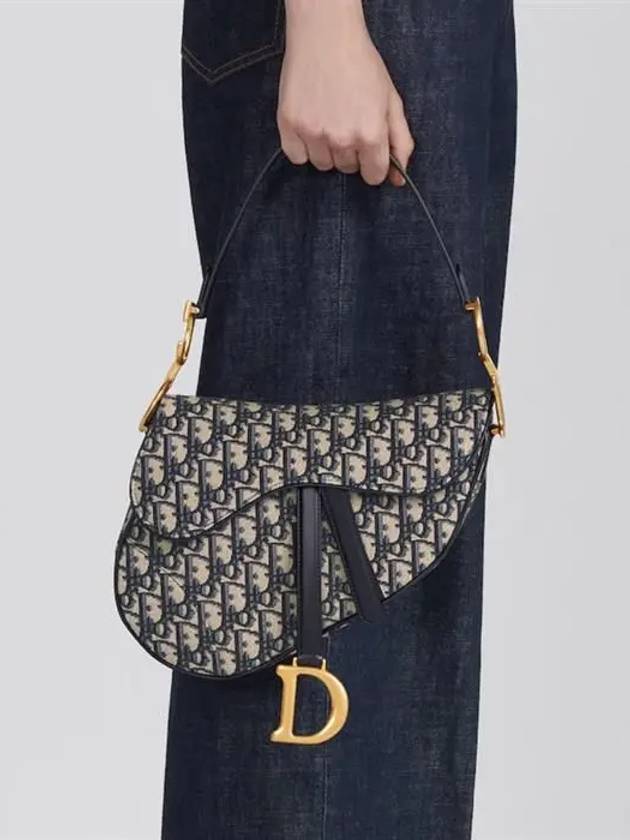 Saddle Oblique Jacquard Shoulder Bag Navy - DIOR - BALAAN 4