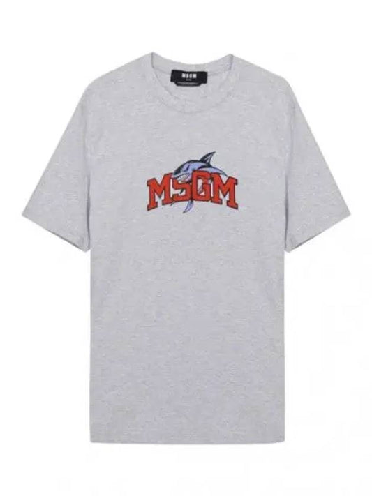 Shark Logo Short Sleeve T Shirt Men s Tee - MSGM - BALAAN 1