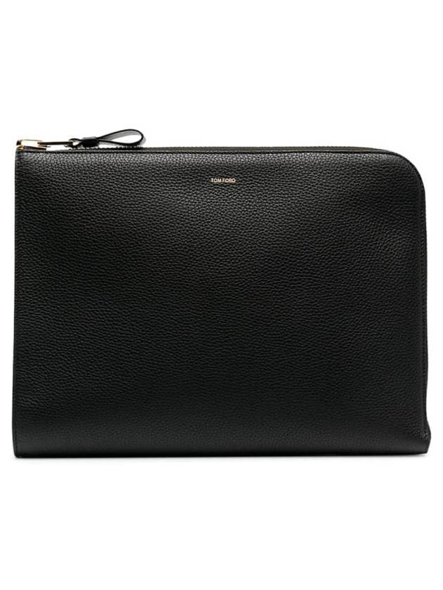 Berkeley Logo Leather Clutch Bag Black - TOM FORD - BALAAN 1