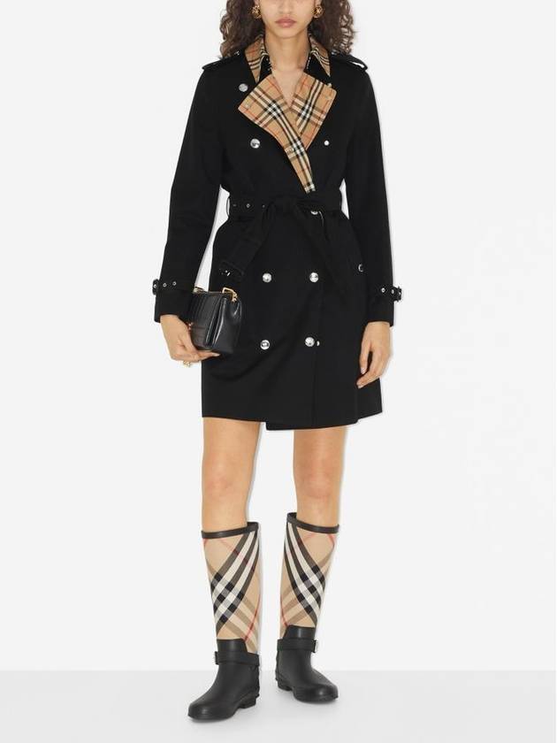 Check Collar Trench Coat Black - BURBERRY - BALAAN 3