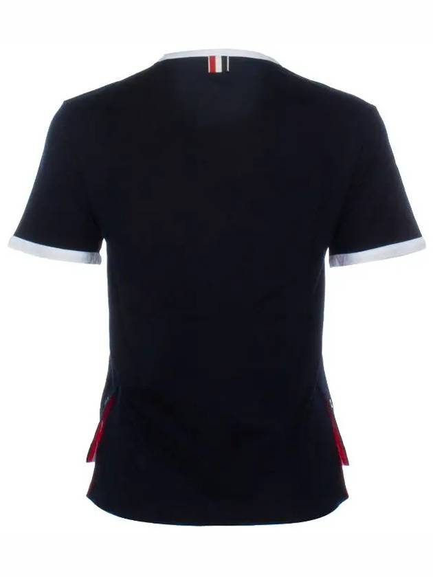 Asymmetric Hem Short Sleeve T-Shirt Navy - THOM BROWNE - BALAAN 8