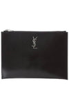 Monogram Silver Medium Clutch Bag Black - SAINT LAURENT - BALAAN 2