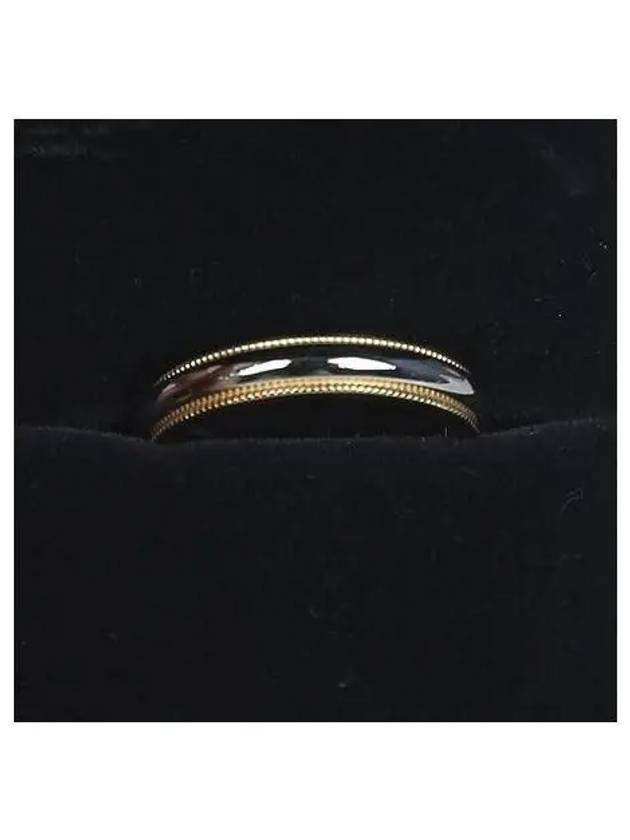 Tiffany PT950 Platinum 18K Yellow Gold Combination Milgrain 3mm Ring No 8 - TIFFANY & CO. - BALAAN 3