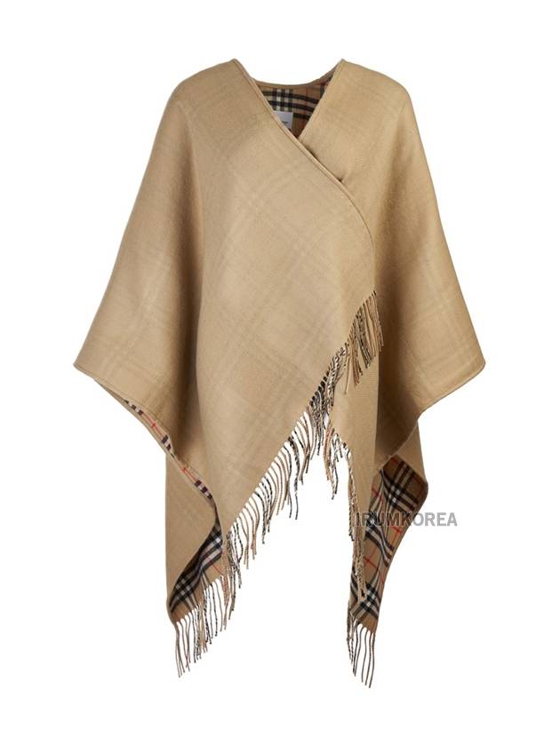 Women's Check Reversible Wool Cape Beige - BURBERRY - BALAAN 2