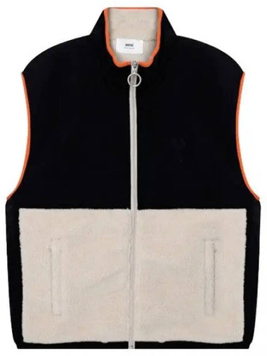 Chain stitched heart logo fleece vest - AMI - BALAAN 1