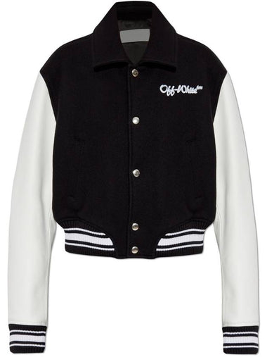 Off-White Jacket With Leather Sleeves, Women's, Black - OFF WHITE - BALAAN 1