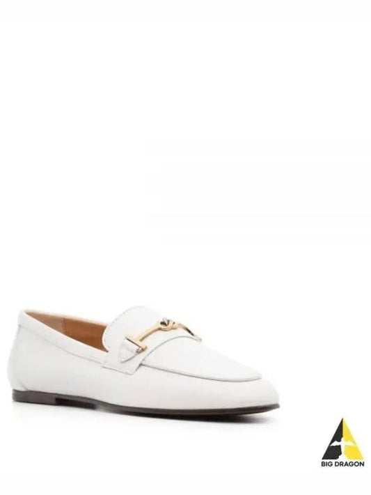 Women's Double T Logo Leather Loafers White - TOD'S - BALAAN 2