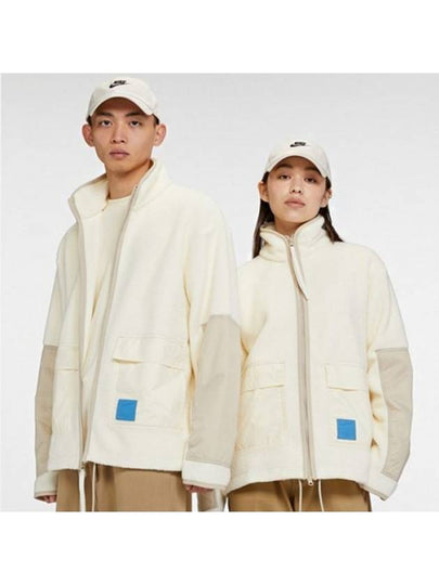 Sherpa High Pile Fleece Zip-Up Jacket Cream - NIKE - BALAAN 2