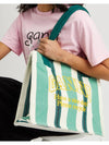 Logo Stripe Tote Bag Shoulder Bag Green - GANNI - BALAAN 8