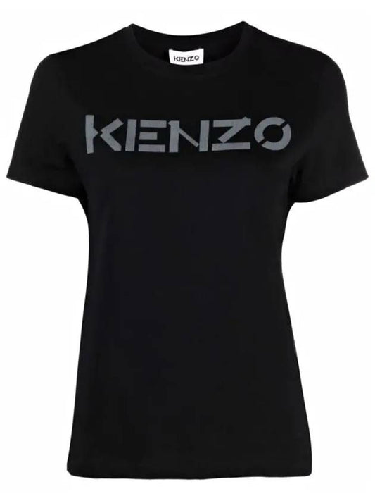 Logo Print Cotton Short Sleeve T-Shirt Black - KENZO - BALAAN.