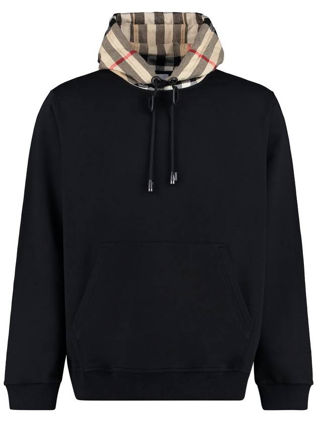 Check Hood Cotton Hoodie Black - BURBERRY - BALAAN 2