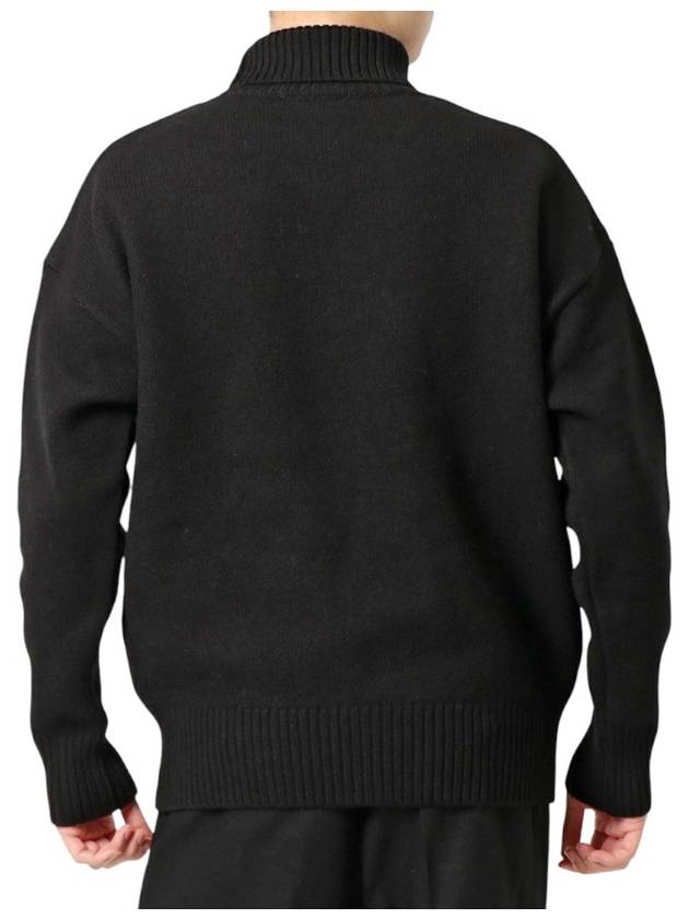 Heart Logo Knit Turtleneck Black - AMI - BALAAN 5