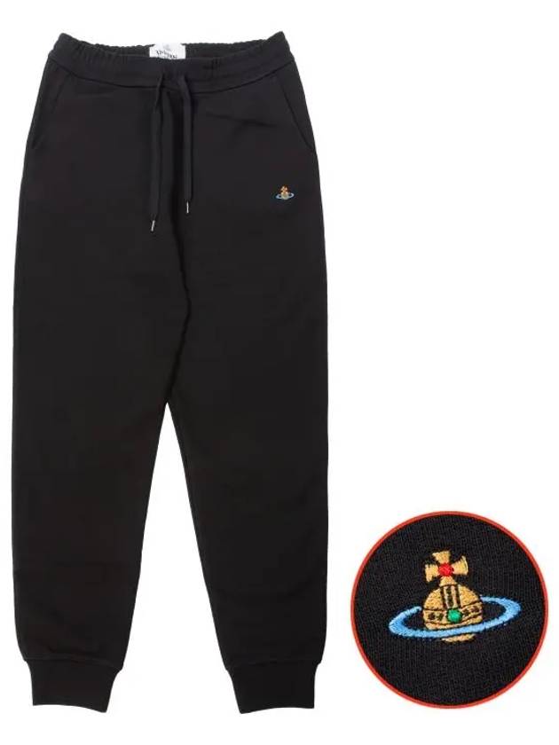 Women's ORB Embroidered Logo Classic Jogger Track Pants Black - VIVIENNE WESTWOOD - BALAAN 2