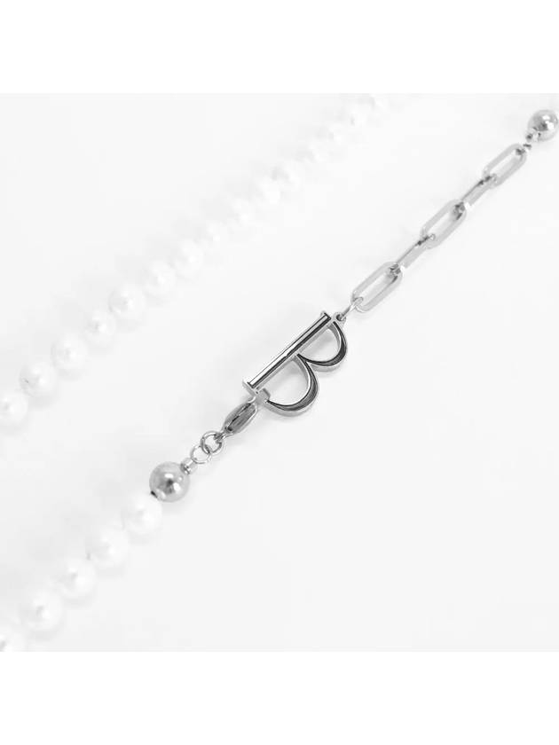 Men's Pearl Layered Chain Necklace Silver - BASSCLEF - BALAAN 5