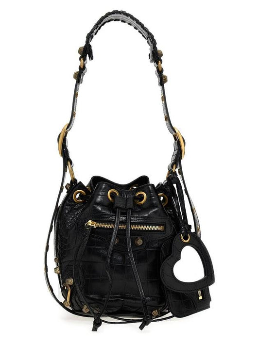 Le Cagol XS Leather Bucket Bag Black - BALENCIAGA - BALAAN.