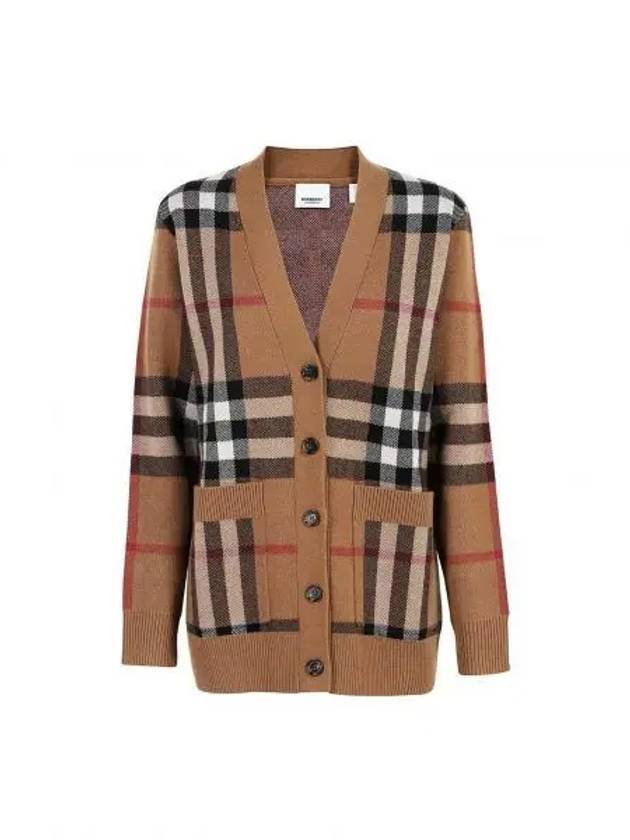 Check Wool Cashmere Cardigan Brown - BURBERRY - BALAAN 2