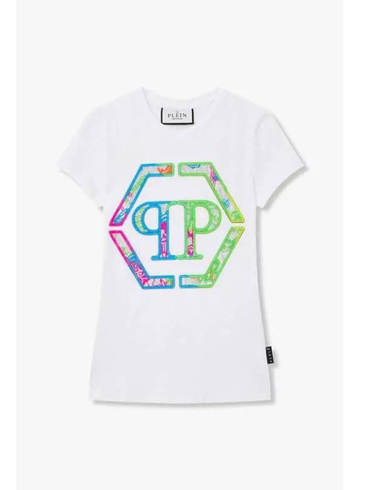 Women s Hotfix Hexagon Logo T Shirt White - PHILIPP PLEIN - BALAAN 1