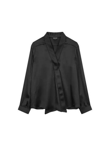 Women's Hidden One Button Silk Blouse Black 271245 - GIORGIO ARMANI - BALAAN 1