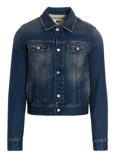 Men's Washed Cotton Sports Denim Jacket Blue - MAISON MARGIELA - BALAAN 2