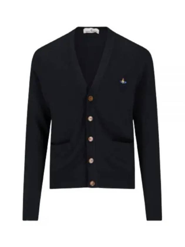 ORB Logo V-Neck Cardigan Black - VIVIENNE WESTWOOD - BALAAN 2