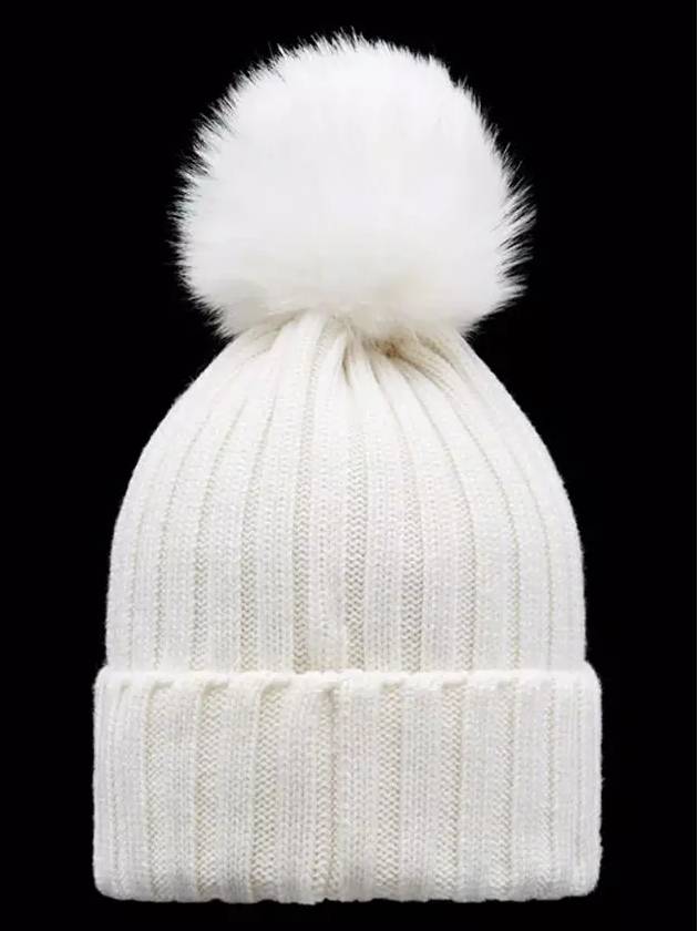 Pom Pom Merino Wool Beanie Offwhite - MONCLER - BALAAN 4