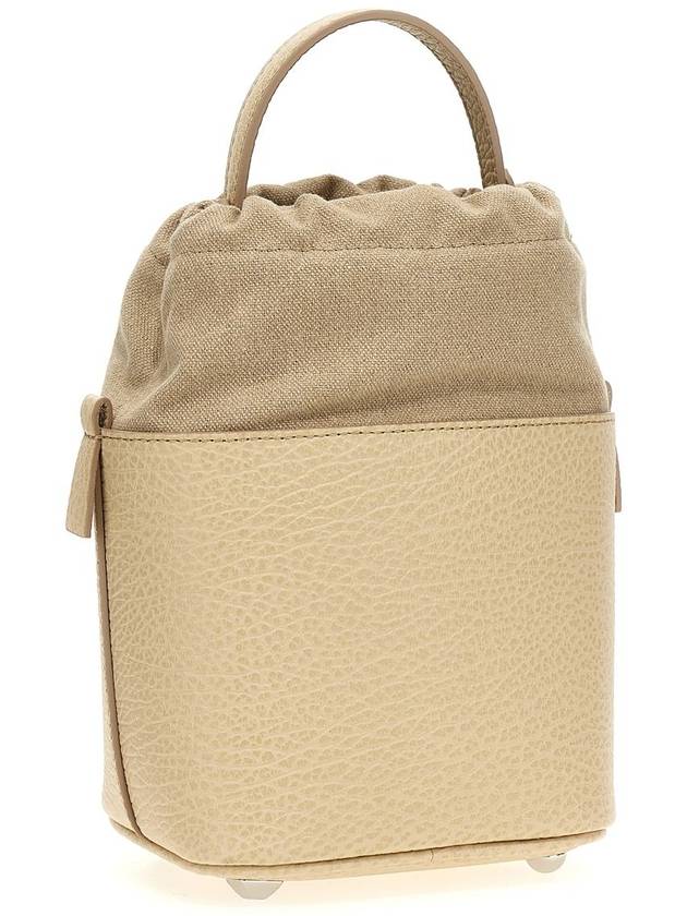 5AC Number Logo Texture Leather Bucket Bag Beige - MAISON MARGIELA - BALAAN 3