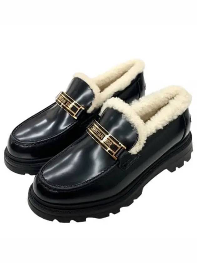 Code Brushed Calfskin Shearling Loafer Black - DIOR - BALAAN 2