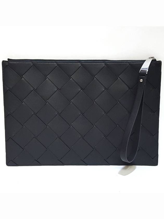 Intrecciato Strap Clutch Bag Black - BOTTEGA VENETA - BALAAN 3