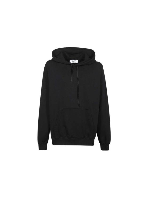 Maxi Logo Print Overfit Cotton Hoodie Black - MSGM - BALAAN 2