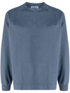 Old Treatment Cotton Embroidery Logo Sweatshirt Avio Blue - STONE ISLAND - BALAAN 4