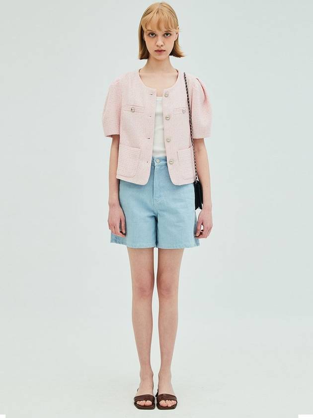 Puff Sleeve Tweed Jacket Pink - OPENING SUNSHINE - BALAAN 5