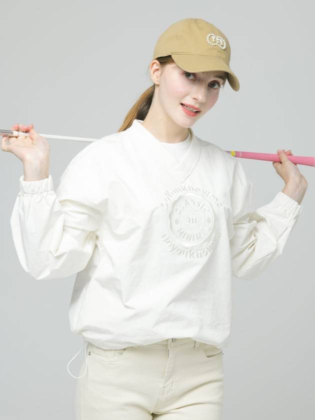 Circle Logo Peach Processing V Neck Ivory Windbreaker DO9232WB70 - DOYOUKNOWMC GOLF WEAR - BALAAN 3