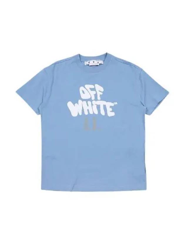 Logo Print Short Sleeve T-Shirt Light Blue - OFF WHITE - BALAAN 2