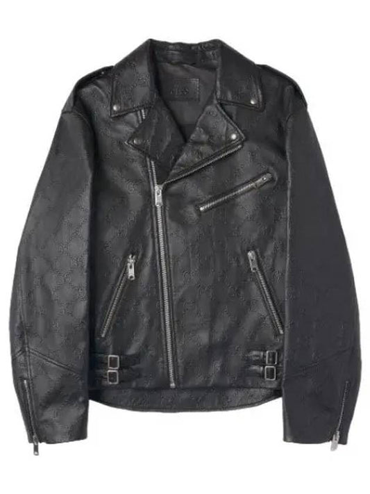 GG biker jacket black rider leather - GUCCI - BALAAN 1