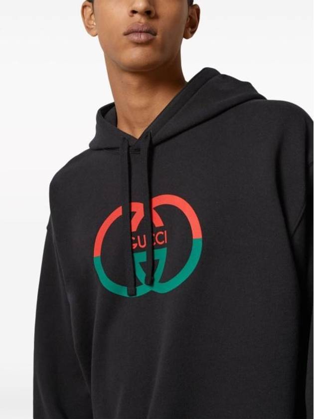 Cotton Jersey Printed Hoodie Sweatshirt Black - GUCCI - BALAAN 5