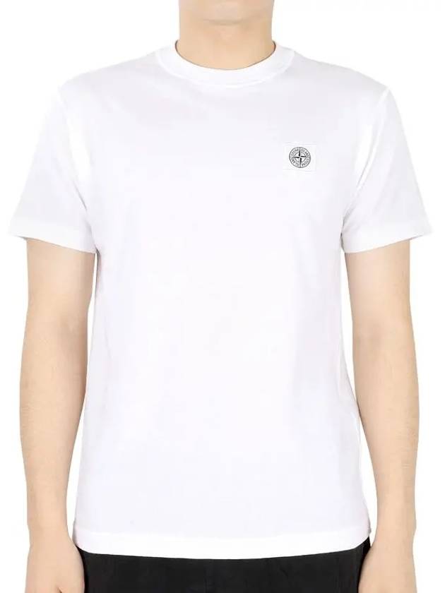 Pisato Effect Logo Patch Short Sleeve T-Shirt White - STONE ISLAND - BALAAN 3