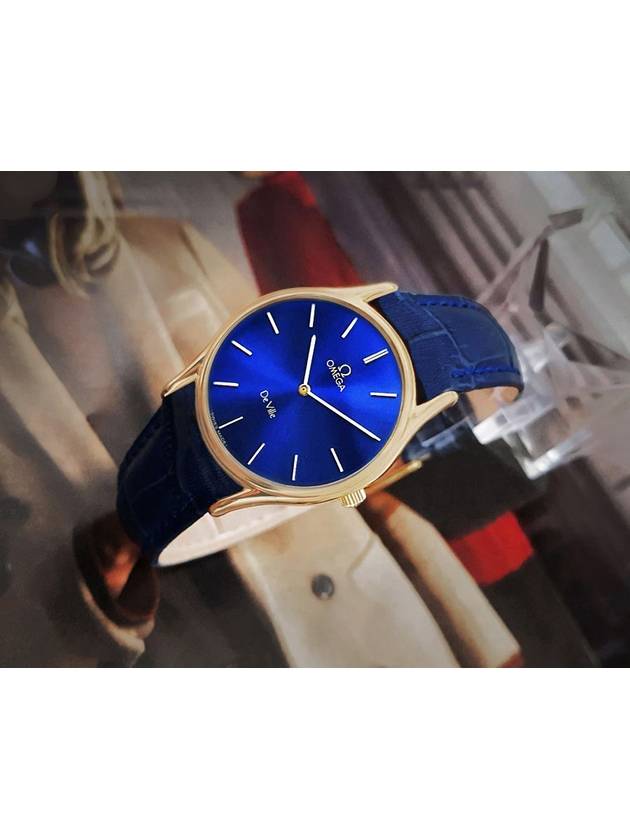 Deville blue plate unisex quartz leather watch - OMEGA - BALAAN 7