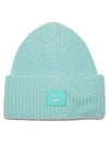 Face Patch Ribbed Wool Beanie Turquoise Blue - ACNE STUDIOS - BALAAN 3