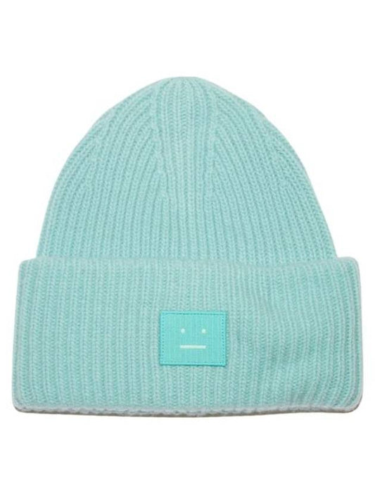 Large Face Patch Beanie Turquoise Blue - ACNE STUDIOS - BALAAN 2