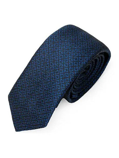 4G All Over Embroidered Logo Silk Tie Navy - GIVENCHY - BALAAN 2