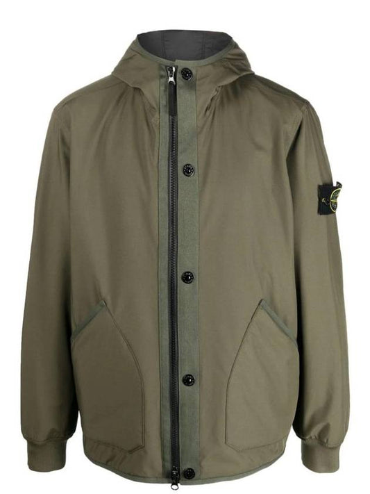 Soft Shell-R E.Dye Pure Insulation Technology Recycled Polyester Primaloft Hooded Jacket Olive Green - STONE ISLAND - BALAAN 1