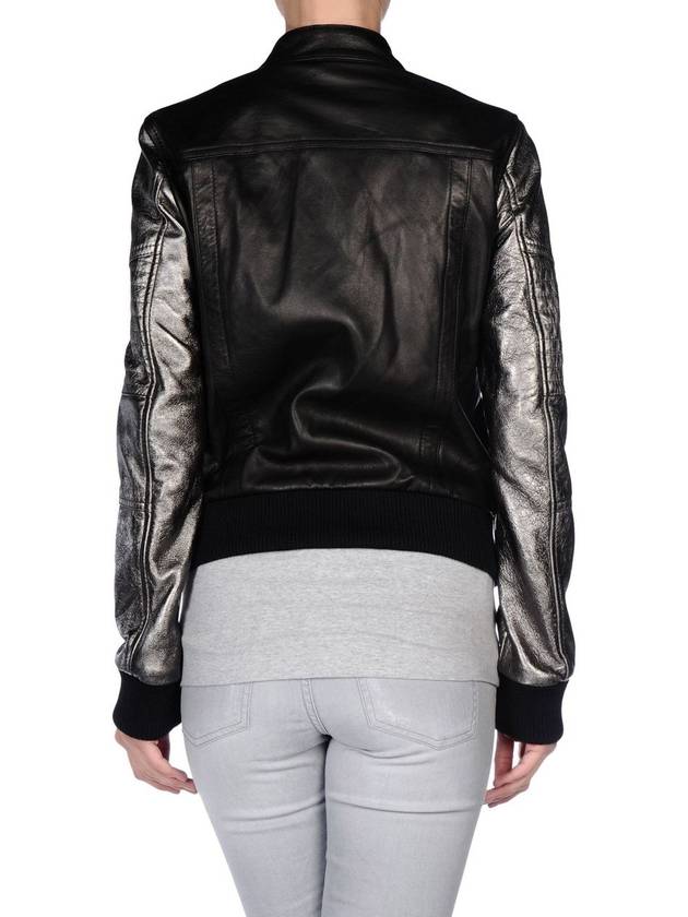 diesel black gold biker varsity leather jacket - DIESEL - BALAAN 7