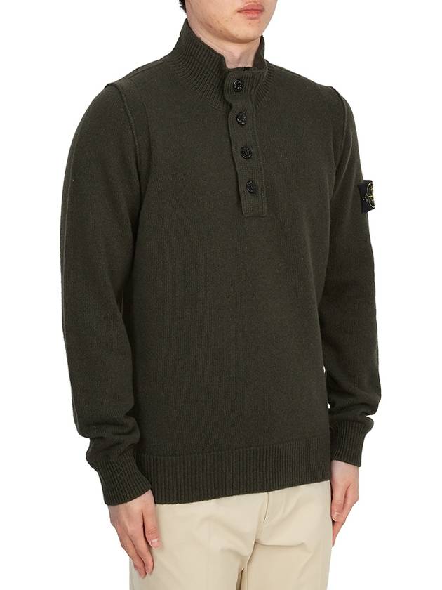 Wappen Patch Button Knit Top Khaki - STONE ISLAND - BALAAN 4