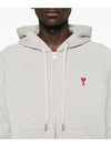 Ami De Coeur Embroid Logo Hoodie Zip-up Grey - AMI - BALAAN 6