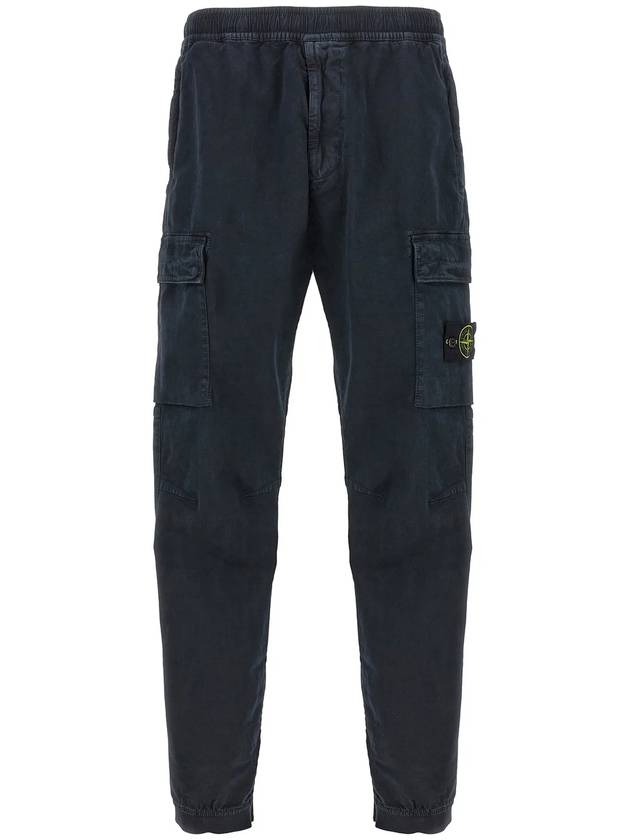 Stretch Cotton Cargo Straight Pants Navy - STONE ISLAND - BALAAN 2