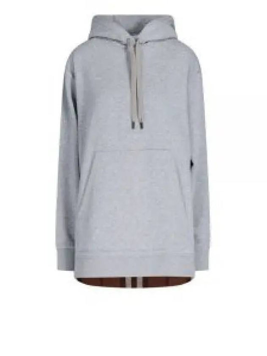 Check Panel Cotton Oversized Hoodie Melange Grey - BURBERRY - BALAAN 2