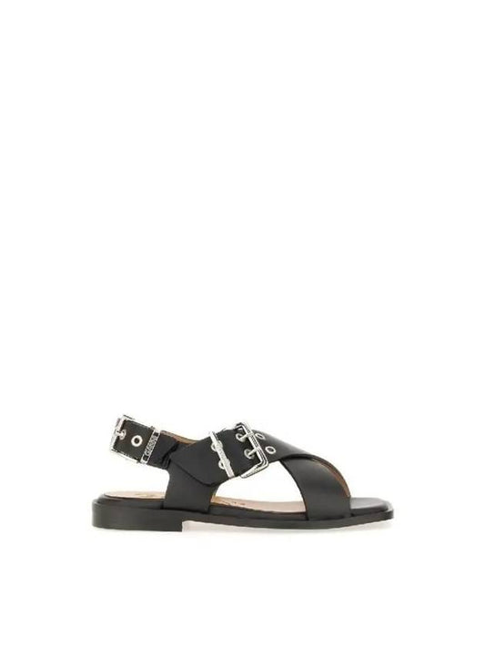 Cross Strap Buckle Sandals Black - GANNI - BALAAN 2