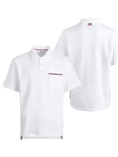 RWB Pocket Interlock Cotton Short Sleeve Polo Shirt White - THOM BROWNE - BALAAN 2