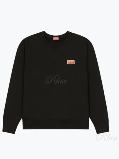 Paris Logo Crew Neck Cotton Sweatshirt Black - KENZO - BALAAN 2