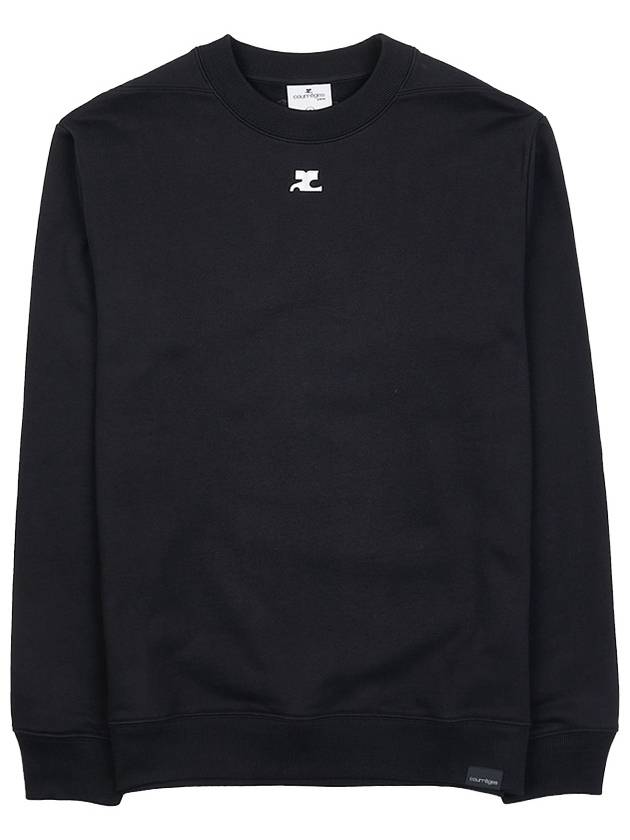 Logo Patch Jersey Fleece Crewneck Sweatshirt Black - COURREGES - BALAAN 10